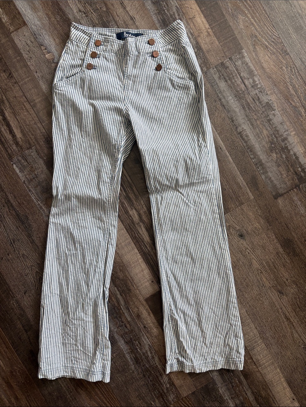 Boden White and Blue Striped Pants